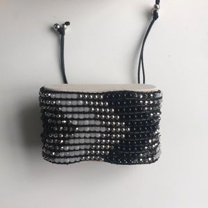 Gorgeous Beaded Bracelet Black and Silver Beads Adjustable